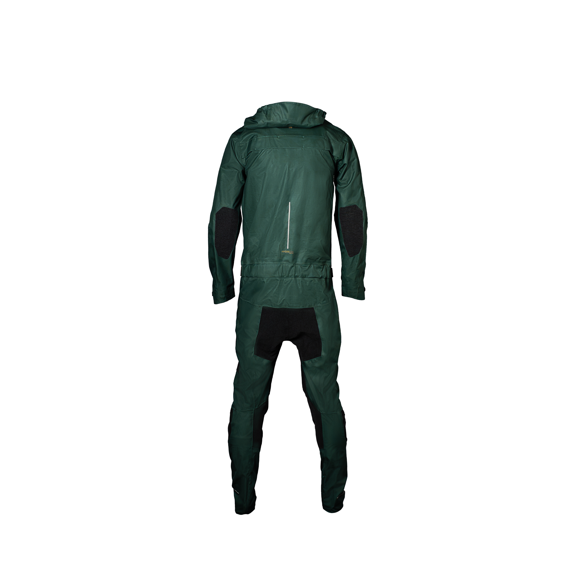 Green waterproof suit on a white background