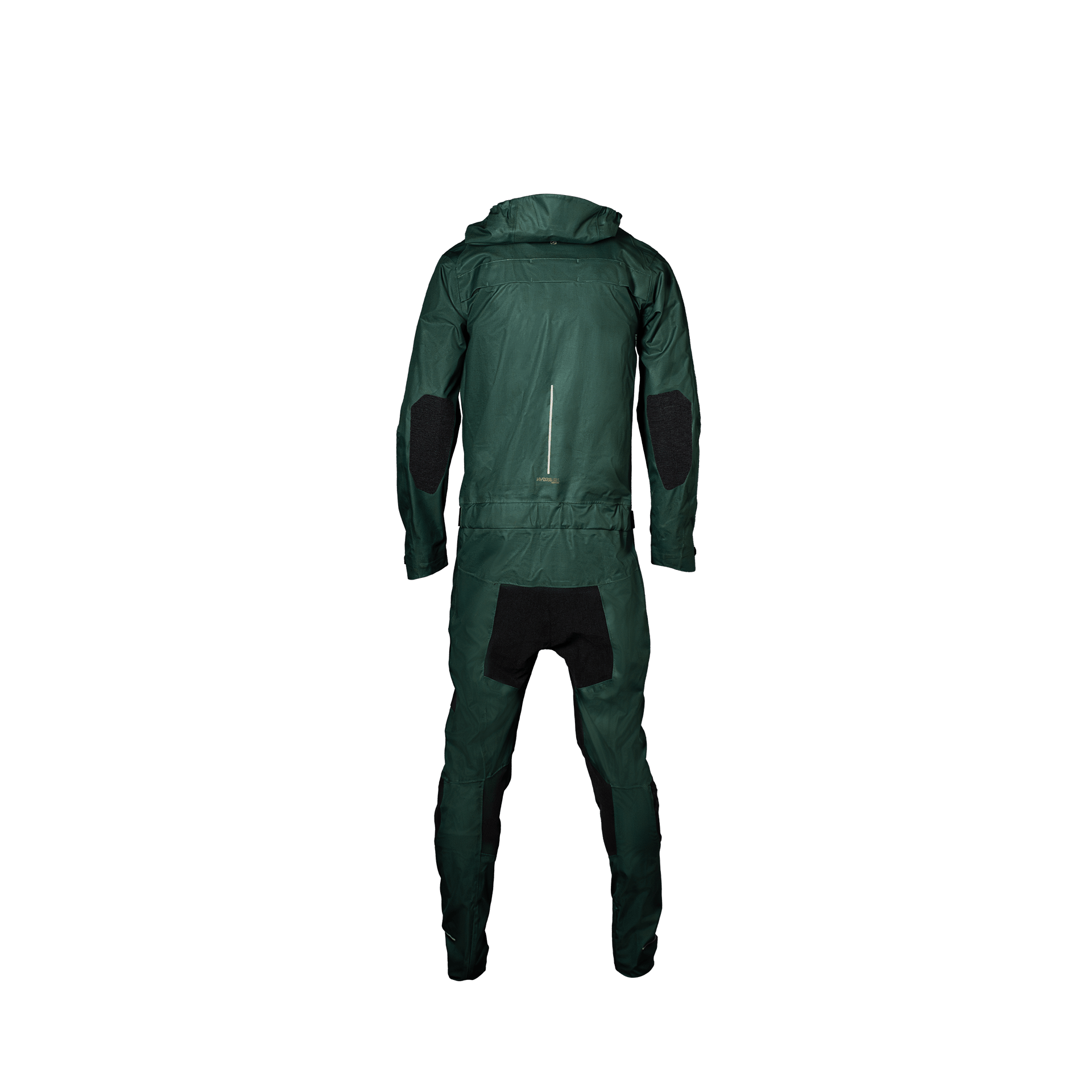 Green waterproof suit on a white background