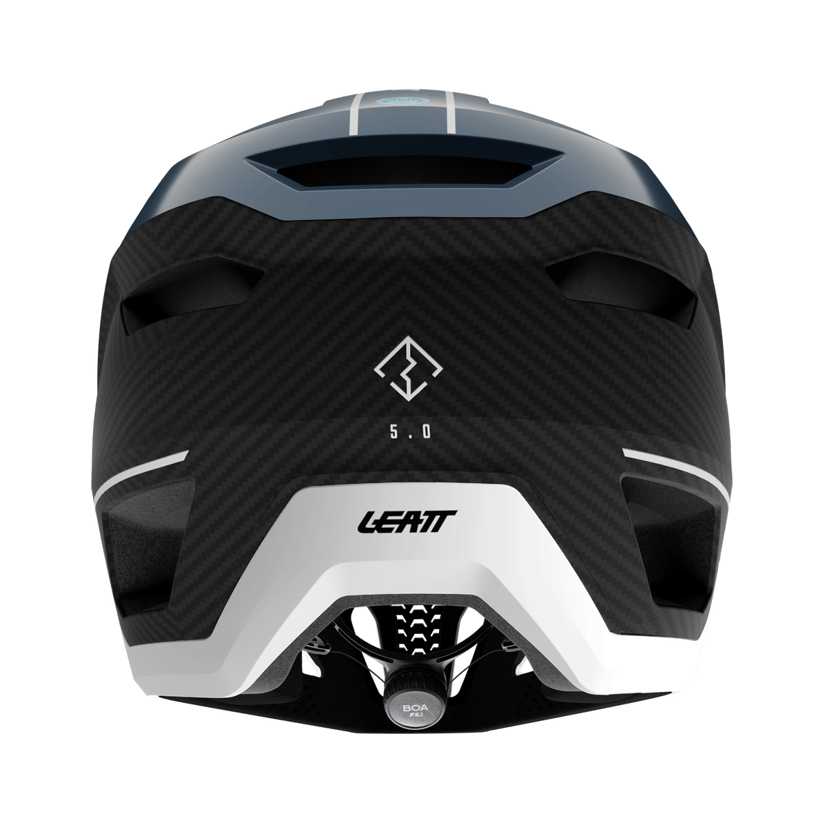 Black and gray helmet with Leatt branding on a white background